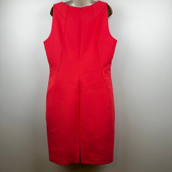Lafayette 148 New York Dress Sheath Sleeveless Lined Orange Size 14 Career Event - Picture 5 of 11